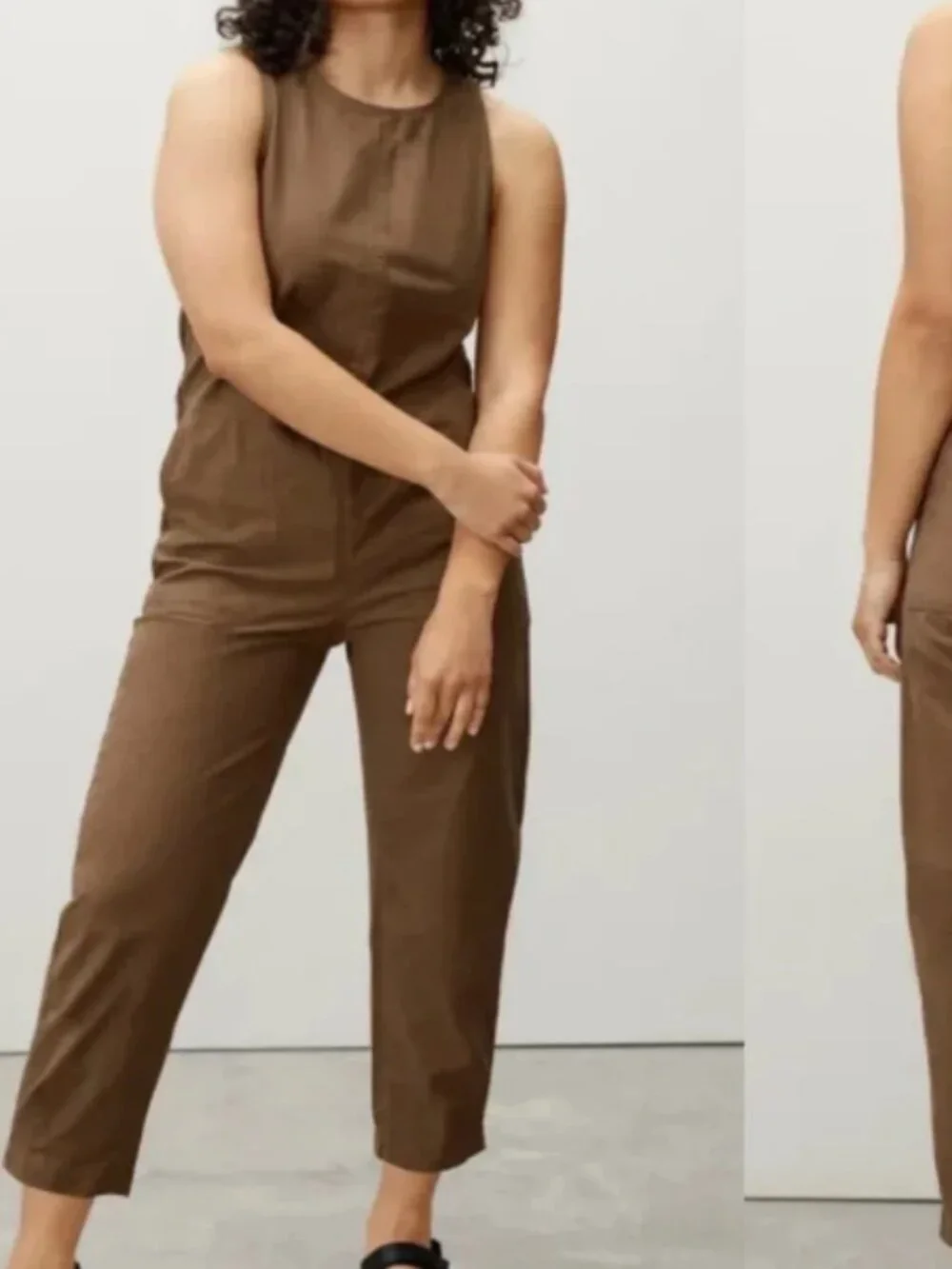 Everlane Fatigue Organic Cotton Barrel Leg Jumpsuit Brown 2